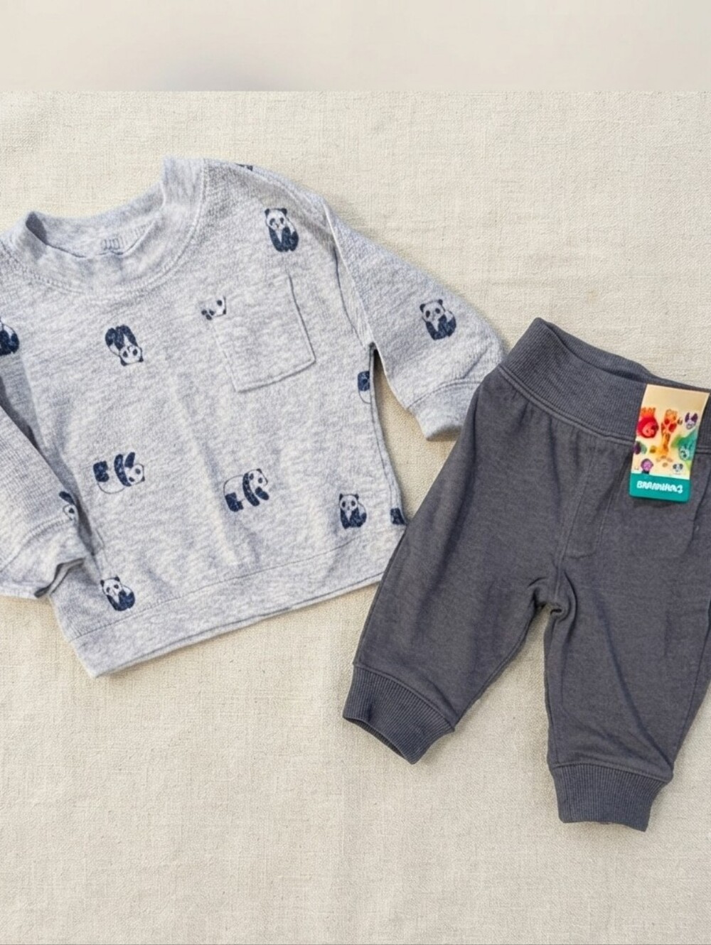 Gray Panda Baby Outfit